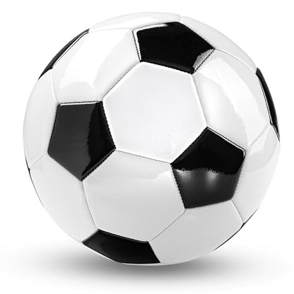 PlayBolt Soccer Ball Size 5 with Pump - Black & White Training Practice & Match Ball for Kids, Youth and Adults (Pack of 1 or 4) - size: 1-Pack