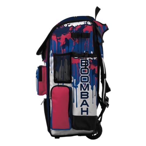 Boombah Superpack Hybrid Rolling Bat Bag - Wheeled & Backpack Version - Graffiti Drip - Multiple Color Options - color: Magenta/Azure/Navy
