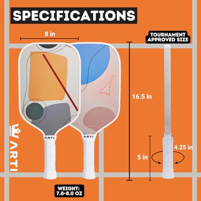 ARTI Pickleball Paddles Set of 2-USAPA Approved Fiberglass Surface Pickleball Set,2 Pickleball Rackets, 4 Balls and 1 Portable Carry Bag - color: Horizon Duo