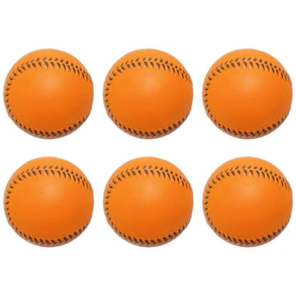 Foam Baseballs Softballs Practice Training Ball for Beginners Hand Exercise Squeeze Ball for Safe Throwing Catching and Batting Practice - color: Orange 6 PCS foam baseballs