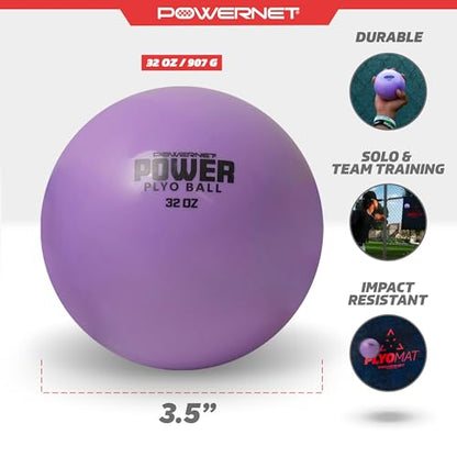 PowerNet Power Plyometrics Weighted Training Ball, Softball & Baseball Training Equipment, Weighted Baseballs to Increase Throwing Velocity - style: 32 OZ Ball Only