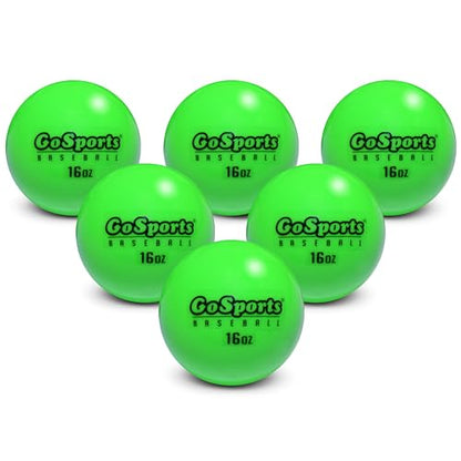 GoSports Weighted Training Balls - Choose Baseball or Softball - Hitting & Pitching Training for All Skill Levels - Improve Power and Mechanics - color: Baseball 6 Pack - Green