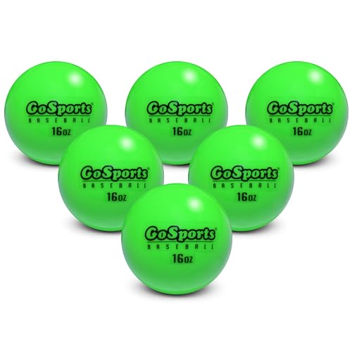 GoSports Weighted Training Balls - Choose Baseball or Softball - Hitting & Pitching Training for All Skill Levels - Improve Power and Mechanics - color: Baseball 6 Pack - Green