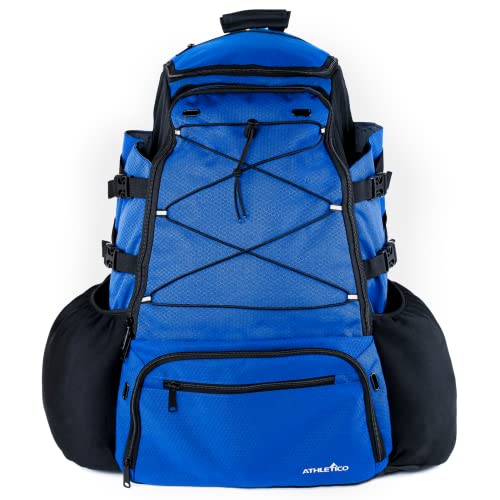 Athletico Dominator Baseball Bag - Softball Bat Bag with Shoes Compartment for Youth, Boys and Adult, Lightweight Baseball Bag with Fence Hook Hold TBall Bat, Batting Mitten, Helmet, Caps, Teeball Gear - color: Blue