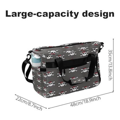 Brown Leopard Print Sports Duffle Bag - Large Gym Bag with Ventilated Shoe Compartment & Front Racket Sleeve, Waterproof Lightweight for Women Men Tennis Pickleball Travel - color: Skull Gray
