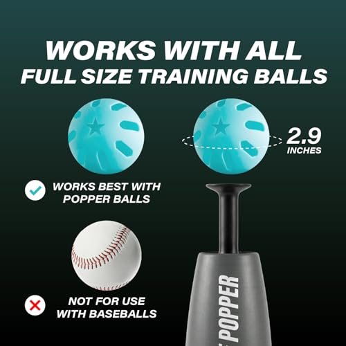 Bandit Sports Popper Balls, Plastic Baseballs, Made of Impact-Resistant and Rebounding Material, Perfect Practice Baseballs for Baseball & Hitting Ball Training