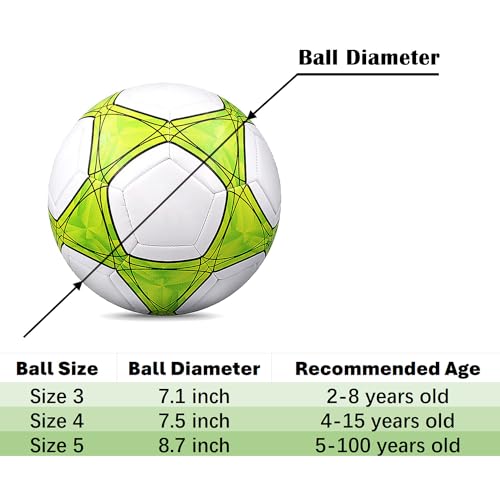 Soccer Ball Size 3,4,5 Soft PU for Practice Training Gift Boys Girls Kid Come with Pump and Needle - color: Green, style: Size 4