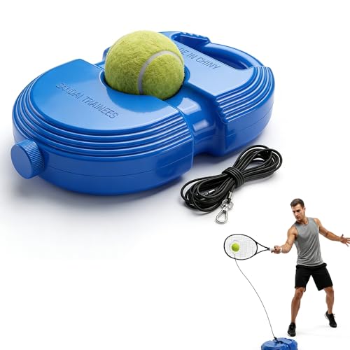 2026 Tennis Rebounder Trainer with Weighted Base, Portable Solo Practice Kit, Tennis Training Equipment for Backyard Home Court, All-Age Tennis Ball Return System - color: Blue