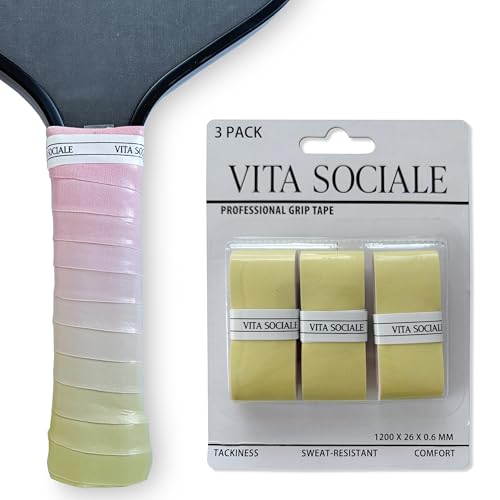 Pickleball Overgrip Tape (3 Pack) – Ultra-Soft Cushioned Grip, Sweat-Resistant, Non-Slip for Pickleball Paddles & Tennis Rackets - color: Sunset Fade - Smooth