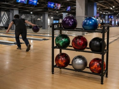 Bowling Ball Rack, Heavy Duty Bowling Ball Stand, Metal Storage Organizer Holds 9 Balls for Home, Garage, Game Room or League Equipment