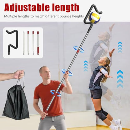 Volleyball Spike Trainer, Height Adjustable Volleyball Hitting Trainer, Hitting Training Tool for Snapping, Serving and Jumping Drills, Hitting Training Equipment for Beginners and Professionals