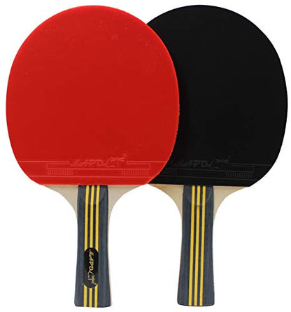 MAPOL Quality Ping Pong Paddle Set - 4 Professional Table Tennis Rackets/Paddles - 8 Premium 3-Star Balls, Portable Cover Case Holder Included