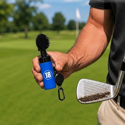East/18 Aquabrush18 Golf Club Cleaner 4oz Pump Water Bottle Brush with Nylon Bristles, Retractor & Carabiner Clip | Lightweight, Durable & Leak-Resistant Cleaning