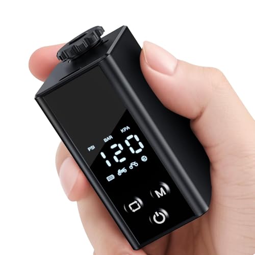 Mini Bike Pump, EXTRACTME Portable Bicycle Tire Inflator with Digital Pressure Gauge for Road, Mountain, E-Bike, City Bikes, Dual Valve Compatible (Schrader/Presta) - Motorcycle Tires & Ball Pump
