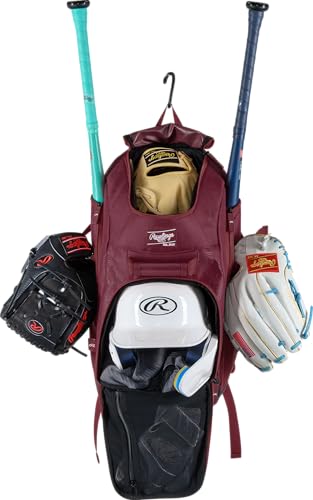 Rawlings | FRANCHISE 2.0 Player's Backpack | Baseball/Softball | Rec/Travel | Multiple Styles | Baseball/Softball - color: MAROON
