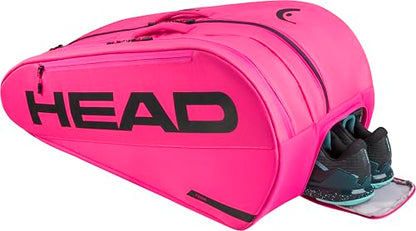 HEAD Tour Racquet Bag L (9R) Tennis Bag - Holds Up to 9 Racquets, CCT+ Climate Control Technology, 2 Main Compartments, Shoe Pocket & Backpack Carry System - color: Pink