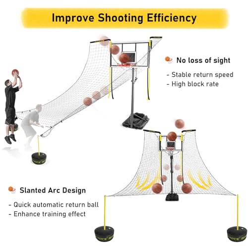 Basketball Return Attachment for Hoop with Net, Rotatable Automatic Shooting Basketball Rebounder Device for Basketball Goal, Gym School for Shot Training Efficiency