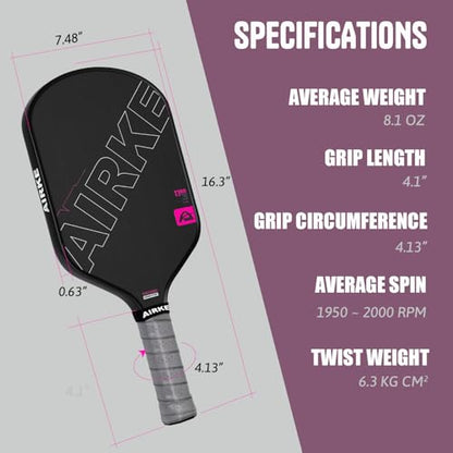 Pickleball Paddles - T700 Carbon Fiber Paddle with Honeycomb Core Pickleball Rackets - Lightweight Precision & Enhanced Shock - color: Purple