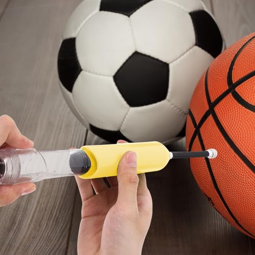 Mini Sports Ball Pump with Needle, Hand Air Pump for Basketball, Soccer, Volleyball, Portable Inflator for Swim Rings, Yellow
