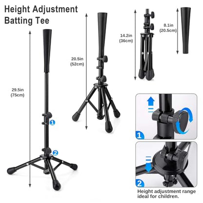 Baseball Tee for Kids,Batting Tee,Softball Tee,tee Stand, Youth Hitting Tee,Teeball Tee,Travel Tee,Easy Adjustable Height 20.5-30.2inch - color: Black