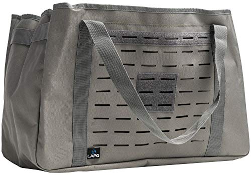 LA Police Gear MOLLE Tactical Collapsible Tote Bag, Large Reusable Foldable Grocery Bag, Lightweight & Durable Multiuse Bag - color: Grey