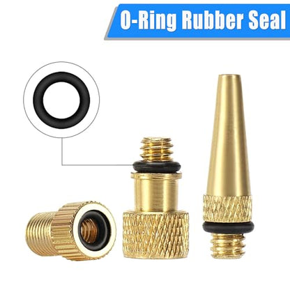 Bike Inflate Valve Adapter Set - Convert Presta to Schrader, Schrader to Presta, Presta to Presta - Tire Valve Extension fit DV SV AV FV Valves (7 Pack)