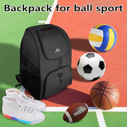 MATEIN Basketball Bag, Sturdy Soccer Bag with Ball Holder & Shoe Compartment, Large Basketball Backpack for Training Equipment, Water Resistant Sports Ball Backpack Fits Volleyball Football, Colorful - color: Black