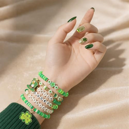 OHOME St Patricks Day Accessories - 6 Pack Shamrock Bracelets | St Patricks Day Shirt Outfit for Women Men - Funny Shamrock Decorations Decor Party Supplies for Adults - style: St patricks Day