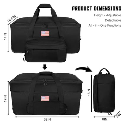 150L Large Rolling Duffle Bag with Wheels, Heavy Duty 32'' Tri-Wheel Gear Hauler for Camping,Moving Sports Equipment,Military & Airline Checked Bag Approved,Black - color: Black