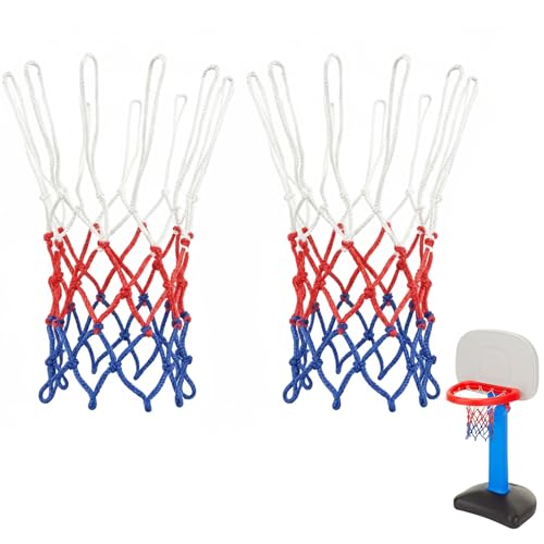 Basketball Net Compatible with Little Tikes – 12 Loops Professional Basketball Net Replacement, Heavy Duty Outdoor Basketball Hoop Net, Red-White-Blue