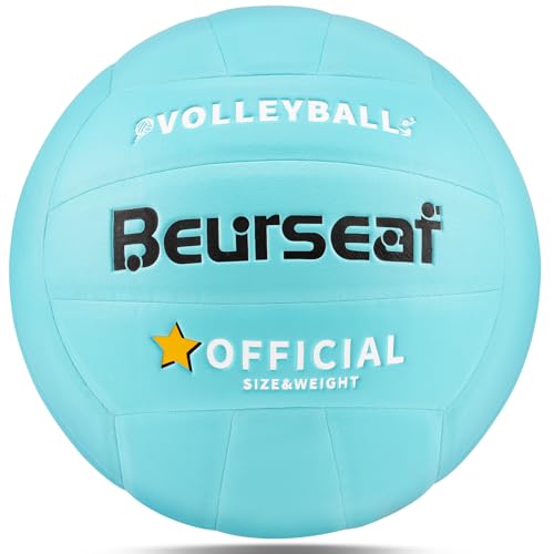 Volleyball, Soft Touch Beach Volleyball, Indoor Outdoor Volleyball for Beach Game Training, Official Size 5 - color: Light Blue