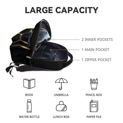 Custom Backpack for Kids - Soccer Backpacks for Boys Toddler, 17 Inch Large Capacity Soccer Lovers Schoolbag for Kindergarten Elementary - color: Black