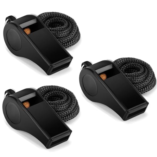 Fya Sports Whistle with Lanyard, Very Loud Black Whistles Great for Coaches, Referees, Outdoor Sports - color: Black B