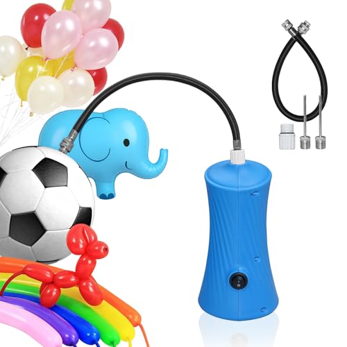260 Balloon Pump Electric, Portable Automatic Dual Nozzle Inflator with Tying Tools for Long Animal Balloons Birthday Gender Reveal Baby Shower Balloons Party Decorations - color: Blue