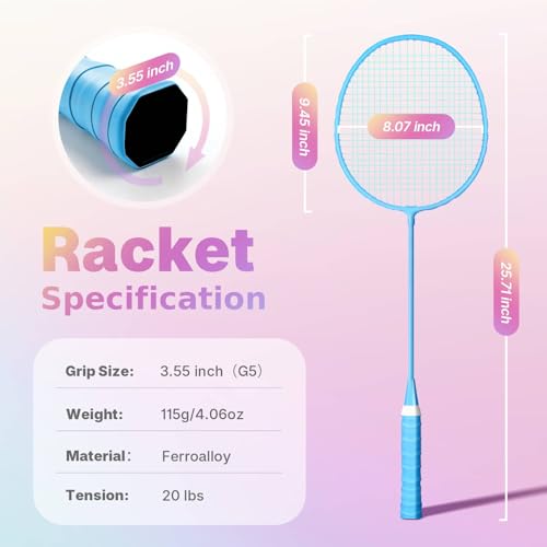 AboveGenius Badminton Rackets Set, Lightweight Badminton Set Includ 4/6 PCS Rackets, 6 Birdies, Outdoor Backyard Games, Racquets for Adults, Teens, Family Beginner - style: 4 Racket+6 Birdies