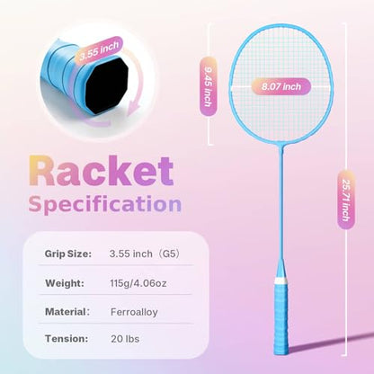 AboveGenius Badminton Rackets Set, Lightweight Badminton Set Includ 4/6 PCS Rackets, 6 Birdies, Outdoor Backyard Games, Racquets for Adults, Teens, Family Beginner - style: 4 Racket+6 Birdies