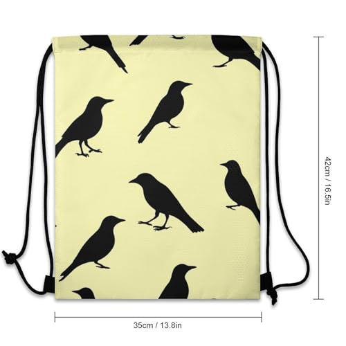 Waterproof Drawstring Bag Gym Sack Sports Backpack for Hiking Swimming Beach Yoga Gear Lightweight Unisex, Black Crow Raven Bird Bags - color: Picture (502)