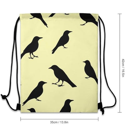 Waterproof Drawstring Bag Gym Sack Sports Backpack for Hiking Swimming Beach Yoga Gear Lightweight Unisex, Black Crow Raven Bird Bags - color: Picture (502)