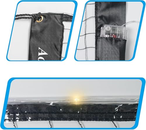 Aoneky 20ft LED Light Up Volleyball Net, Portable Glow in Dark Net for Beach Pool Party, Night Backyard Games, Water Volleyball with 4 Tie Ropes (Poles & Batteries Not Included)