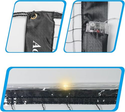 Aoneky 20ft LED Light Up Volleyball Net, Portable Glow in Dark Net for Beach Pool Party, Night Backyard Games, Water Volleyball with 4 Tie Ropes (Poles & Batteries Not Included)