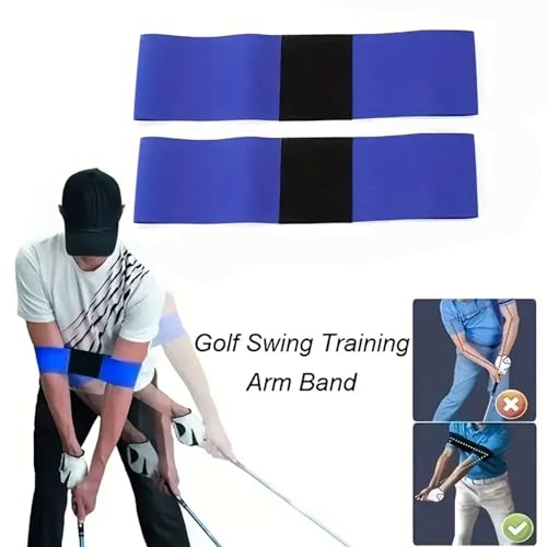 2 Pack Golf Swing Arm Band Golf Swing Training Aid Elastic Swing Correcting Trainer Band for Golfers Beginners Arm