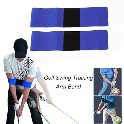 2 Pack Golf Swing Arm Band Golf Swing Training Aid Elastic Swing Correcting Trainer Band for Golfers Beginners Arm