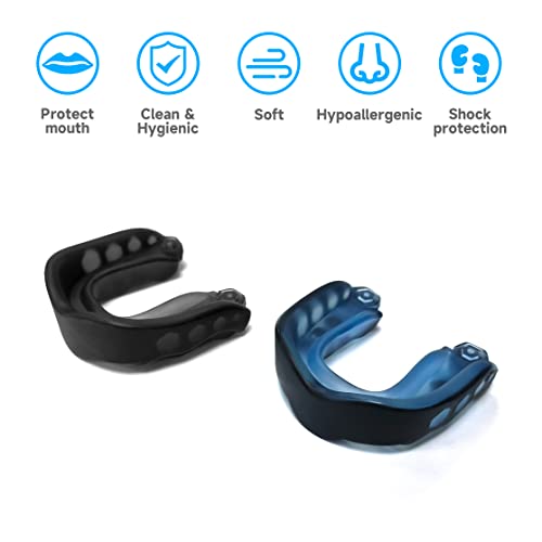 2 Pack Football Mouthguard,Youth Sports Mouth Guard for Braces,Football Mouthpiece with Strap for Youth and Adult,Sport Mouth Piece,Mouth Guard for Boxing, Lacrosse,Hockey,Rugby,Basketball, MMA - size: Youth