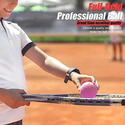 GKK 27 Pack Tennis Balls,Training Tennis Ball Pressure-Less Practising Bulk Tennis Balls for Youth/Beginners/Pet Dogs High Altitude Playing Balls - color: Pink