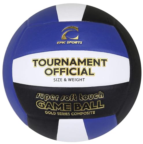 Epic Gold Series Tournament Official Game Volleyball (24-Colors Available) - color: ROYAL/WHITE/BLACK