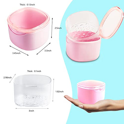 Denture Bath Case, Retainer Cleaning Box, No-Leak Denture Case, Mouth Guard, Night Guard and Retainer (pink) - color: Pink