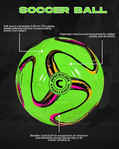Brasilia Soccer Ball – Professional Training Soccer Ball for Grass Fields – Durable TPU Machine Stitched Soccer Balls – Sizes 2, 3, 4 & 5 – Outdoor Practice & Match Play