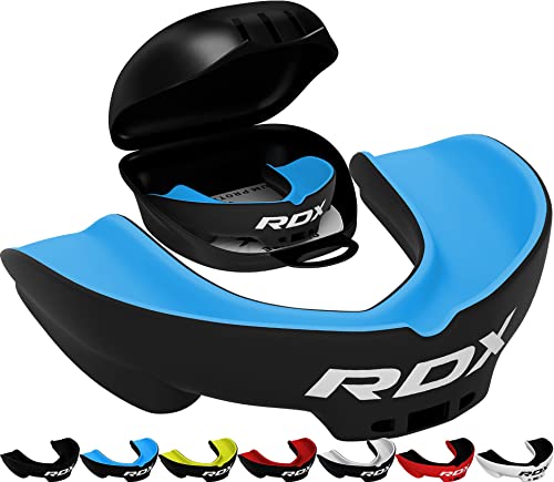 RDX Mouth Guard for Boxing MMA Kickboxing Muay Thai Judo Karate - Adult Gum Shield Mouthpiece Jaw Protector with Storage Case, Martial Arts Football Lacrosse Hockey Contact Sports - Above 12 Years Age - color: Blue, size: Adult Above 12 Year