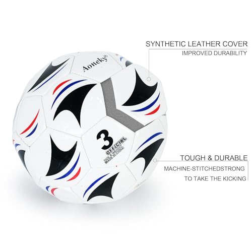 Aoneky Soccer Ball with Pump - color: 10 Pack with 1 Pump - White/Black/Blue/Red, size: 3