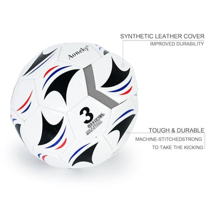 Aoneky Soccer Ball with Pump - color: 10 Pack with 1 Pump - White/Black/Blue/Red, size: 3